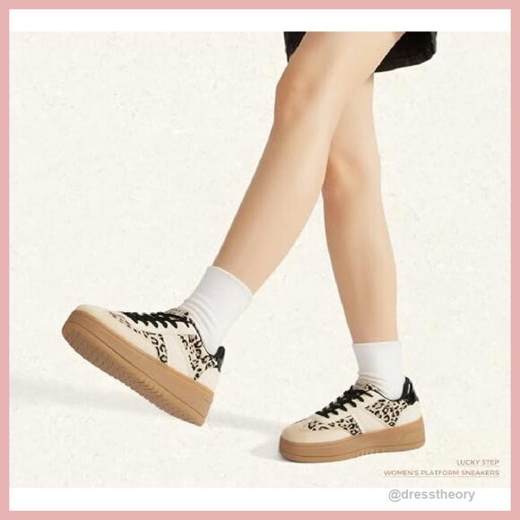 Women's Platform Sneakers Lace Up Thick Sole Comfortable Casual Walking Shoes - Picture 3 of 8